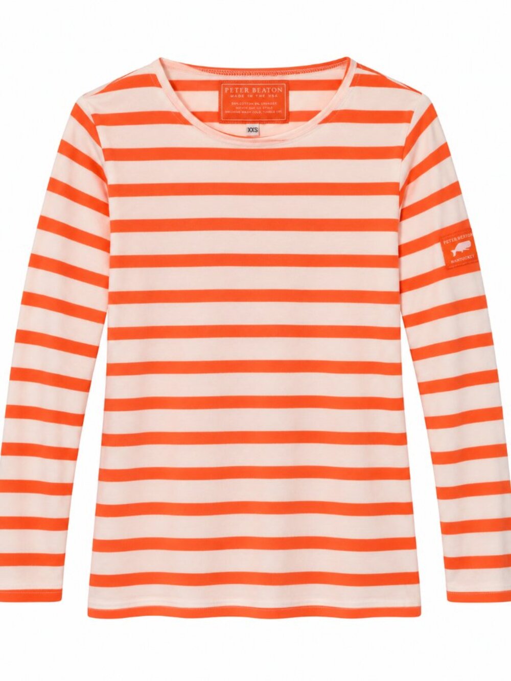 Peter Beaton Nantucket Orange White Breton Stripe Top XXS Made USA